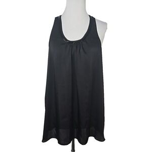 Express Studio Black Satin Beaded Neckline Racerback Loose Fit Tank Top Medium